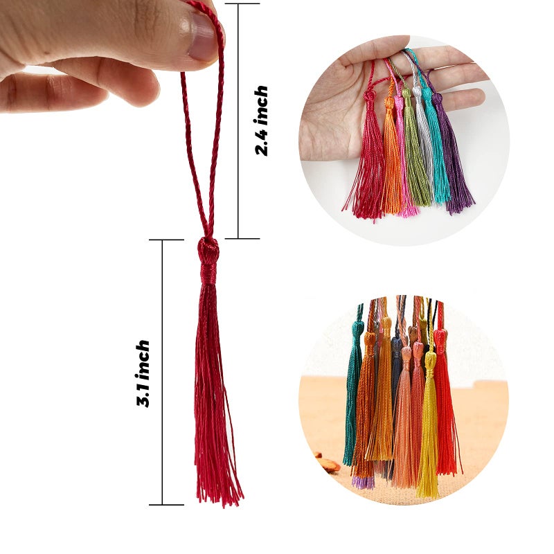 MUXGOA 148 Pcs Bookmark Tassels for Crafts Key Chain Tassels for Jewelry Making Tassels on String Mini Tassels for Graduation Book Marks(37 Colors  4 Pcs of Each) - Image 2